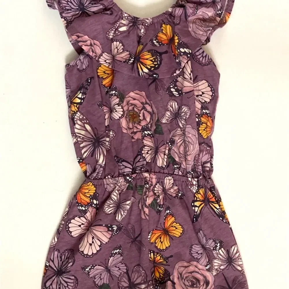 The Children’s Place Toddler Purple Butterflies Dragonflies Roses Romper 2T
